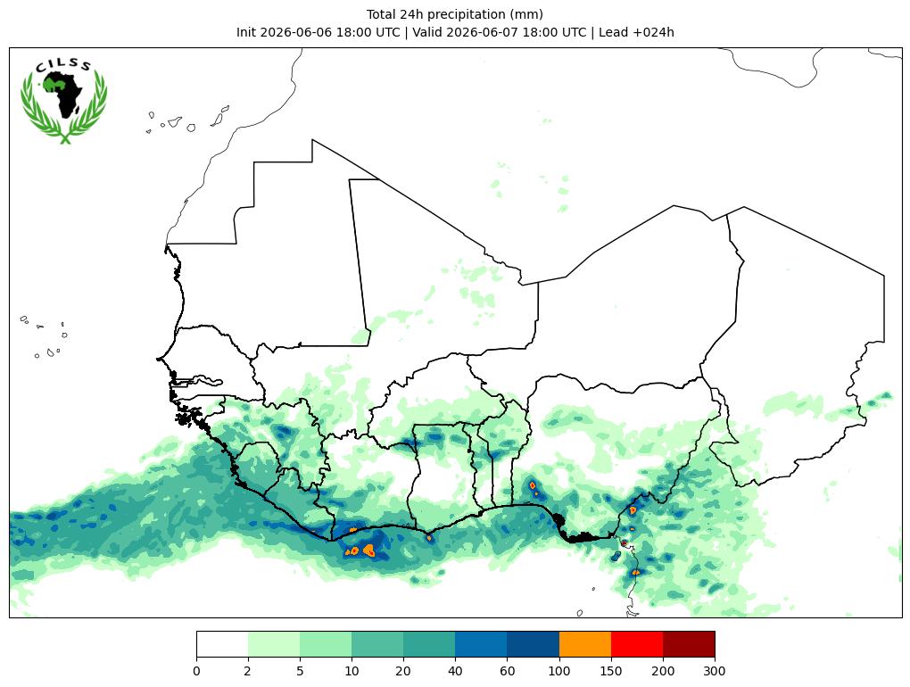 Latest WRF precipitation map
